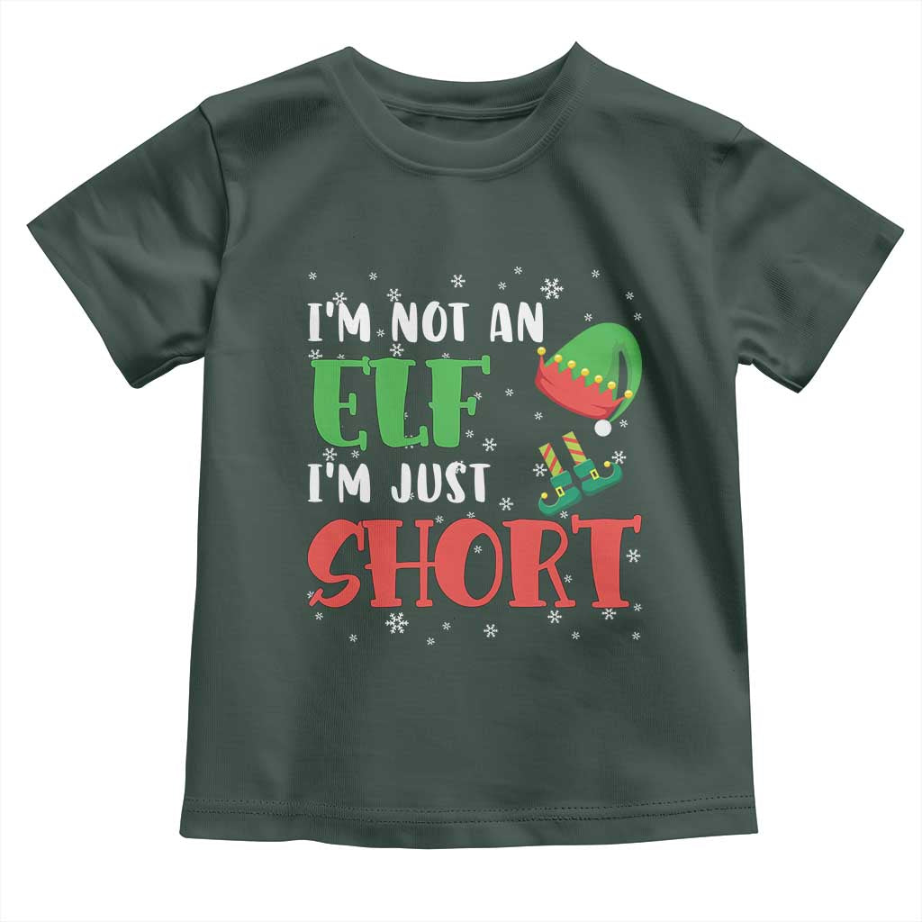 Funny Christmas Baby Shirt Im Not An Elf Just Short TS09 Dark Forest Green Print Your Wear
