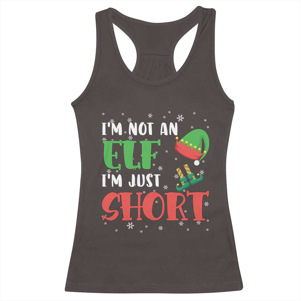 Funny Christmas Racerback Tank Top Im Not An Elf Just Short TS09 Dark Chocolate Print Your Wear