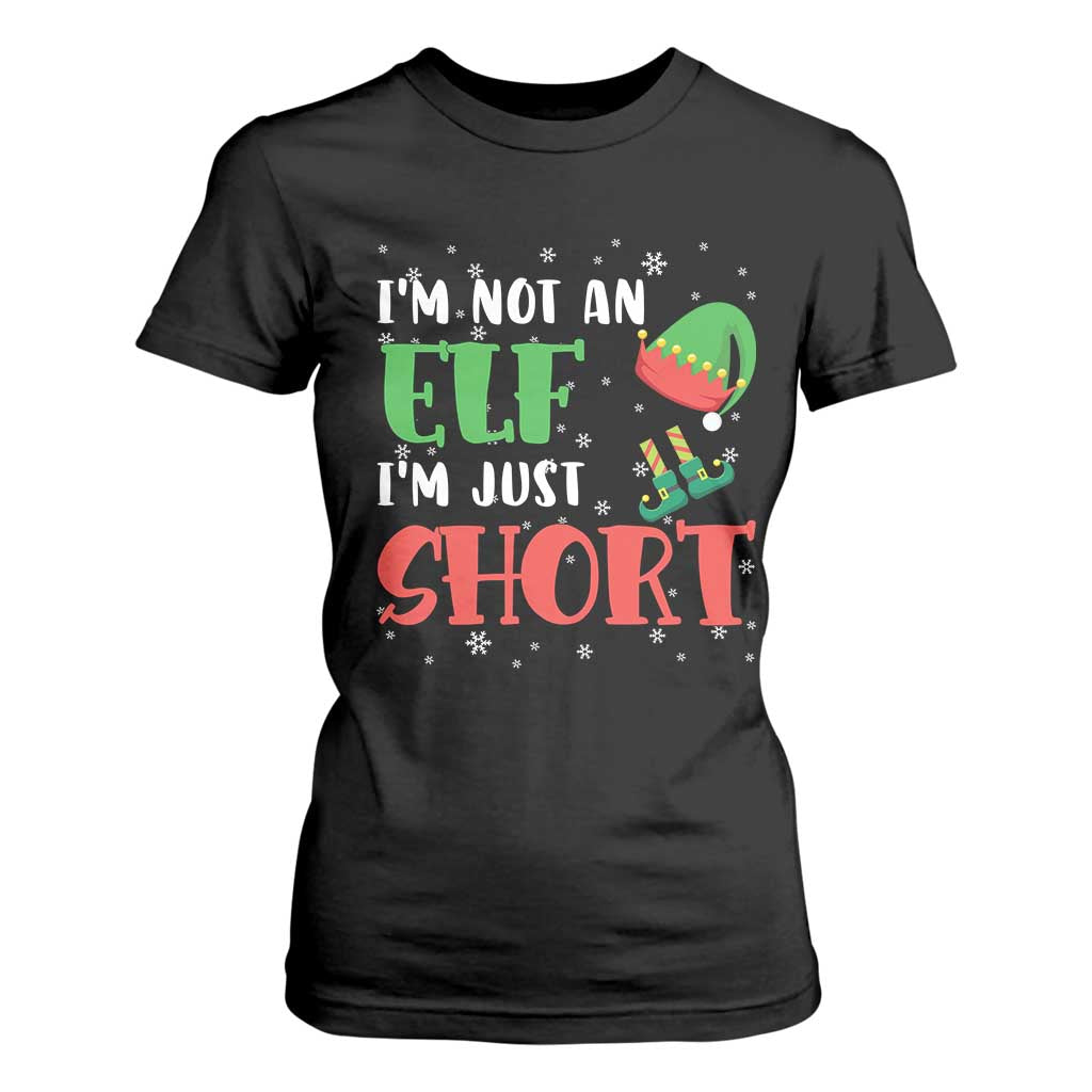 Funny Christmas T Shirt For Women Im Not An Elf Just Short TS09 Black Print Your Wear