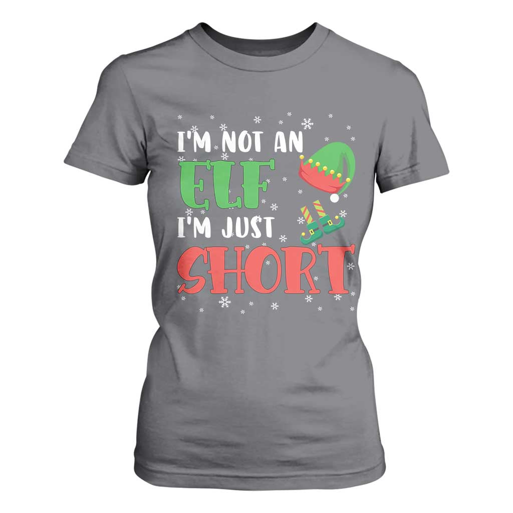 Funny Christmas T Shirt For Women Im Not An Elf Just Short TS09 Charcoal Print Your Wear