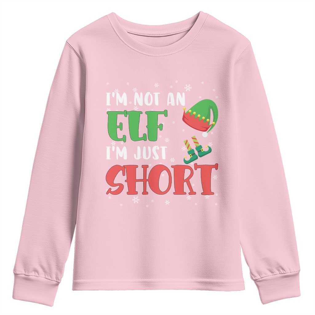 Funny Christmas Youth Sweatshirt Im Not An Elf Just Short TS09 Light Pink Print Your Wear
