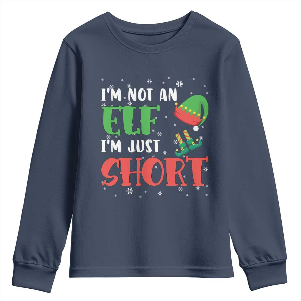 Funny Christmas Youth Sweatshirt Im Not An Elf Just Short TS09 Navy Print Your Wear