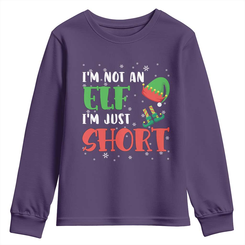 Funny Christmas Youth Sweatshirt Im Not An Elf Just Short TS09 Purple Print Your Wear