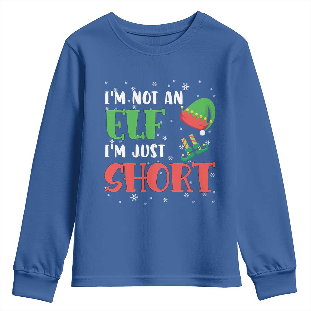 Funny Christmas Youth Sweatshirt Im Not An Elf Just Short TS09 Royal Blue Print Your Wear