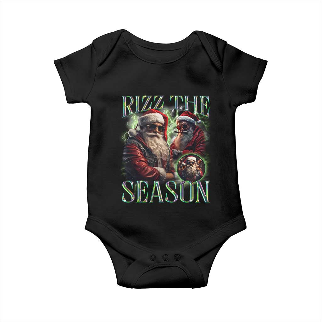 Funny Christmas Santa Baby Onesie Rizz The Season Cool Santa TS09 Black Print Your Wear