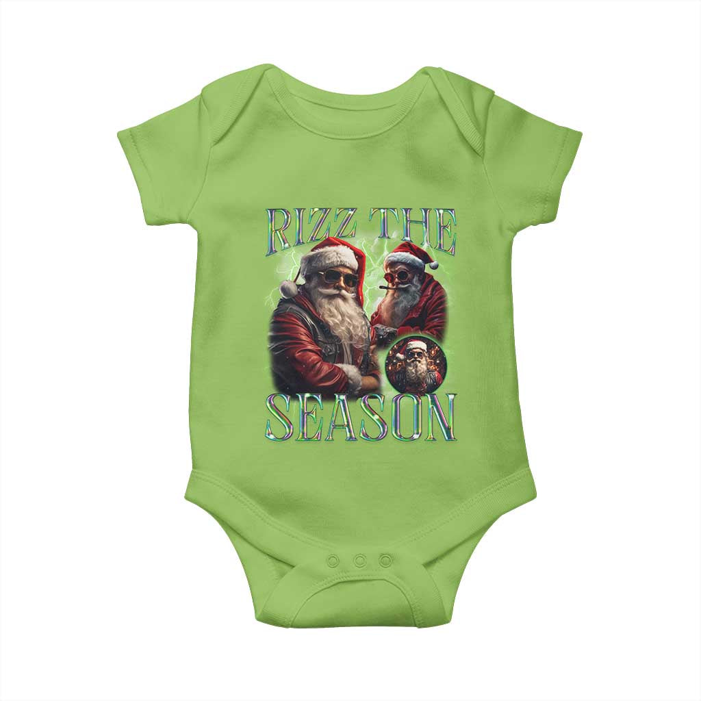 Funny Christmas Santa Baby Onesie Rizz The Season Cool Santa TS09 Lime Print Your Wear