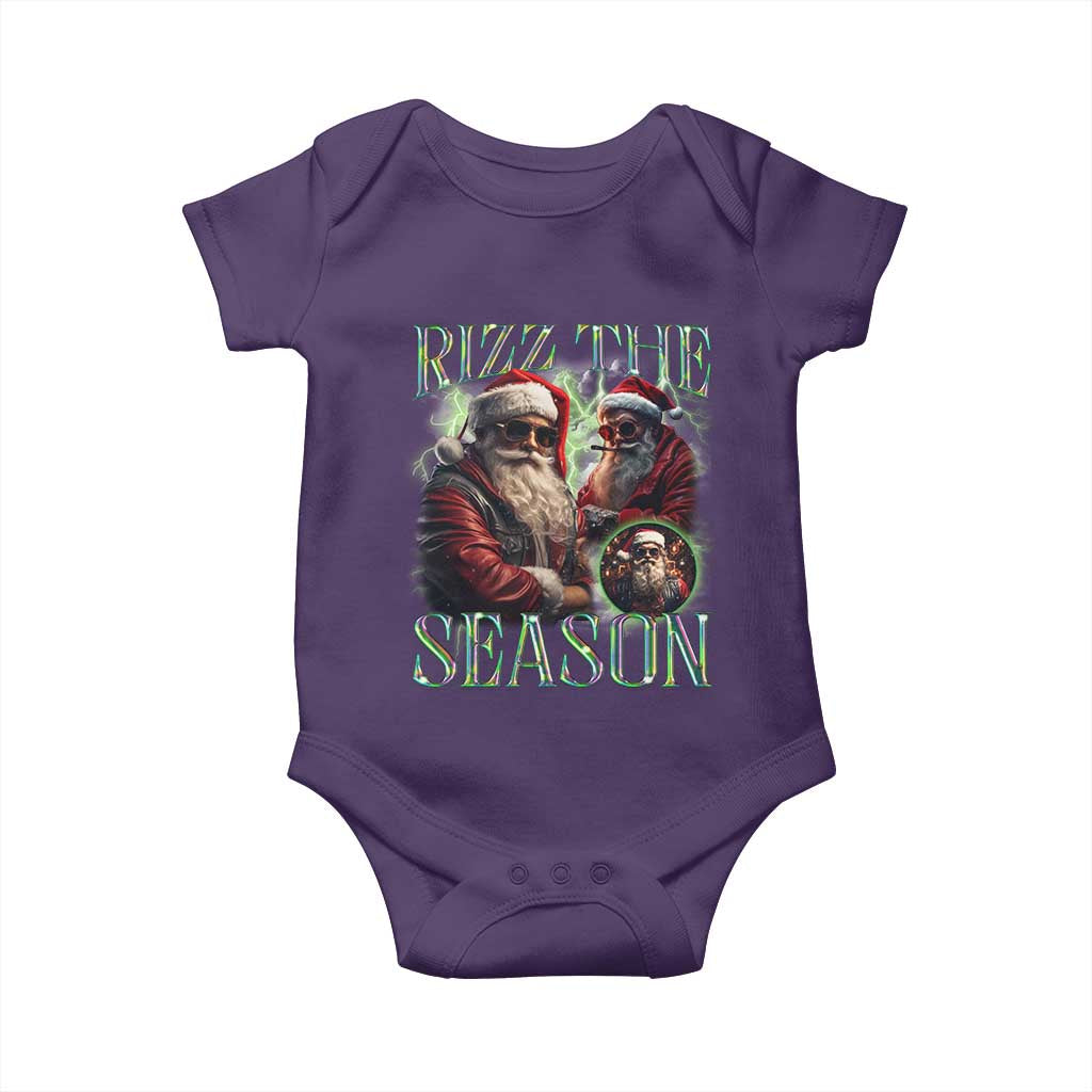 Funny Christmas Santa Baby Onesie Rizz The Season Cool Santa TS09 Purple Print Your Wear