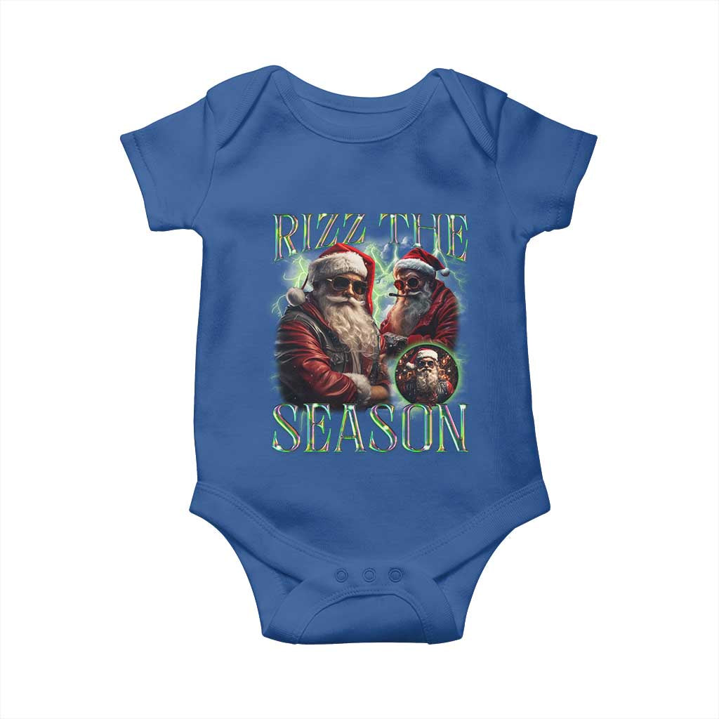 Funny Christmas Santa Baby Onesie Rizz The Season Cool Santa TS09 Royal Blue Print Your Wear