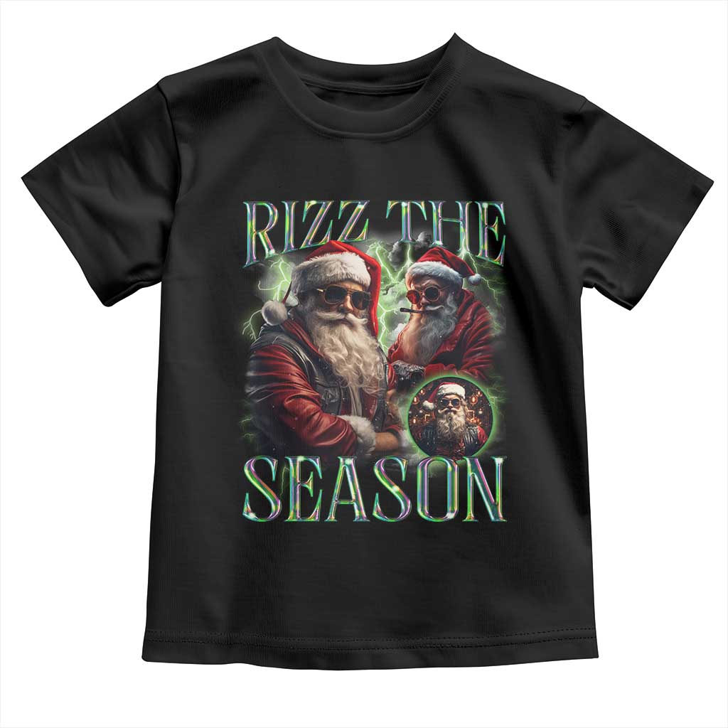 Funny Christmas Santa Baby Shirt Rizz The Season Cool Santa TS09 Black Print Your Wear