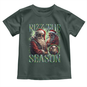 Funny Christmas Santa Baby Shirt Rizz The Season Cool Santa TS09 Dark Forest Green Print Your Wear