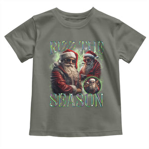 Funny Christmas Santa Baby Shirt Rizz The Season Cool Santa TS09 Military Green Print Your Wear