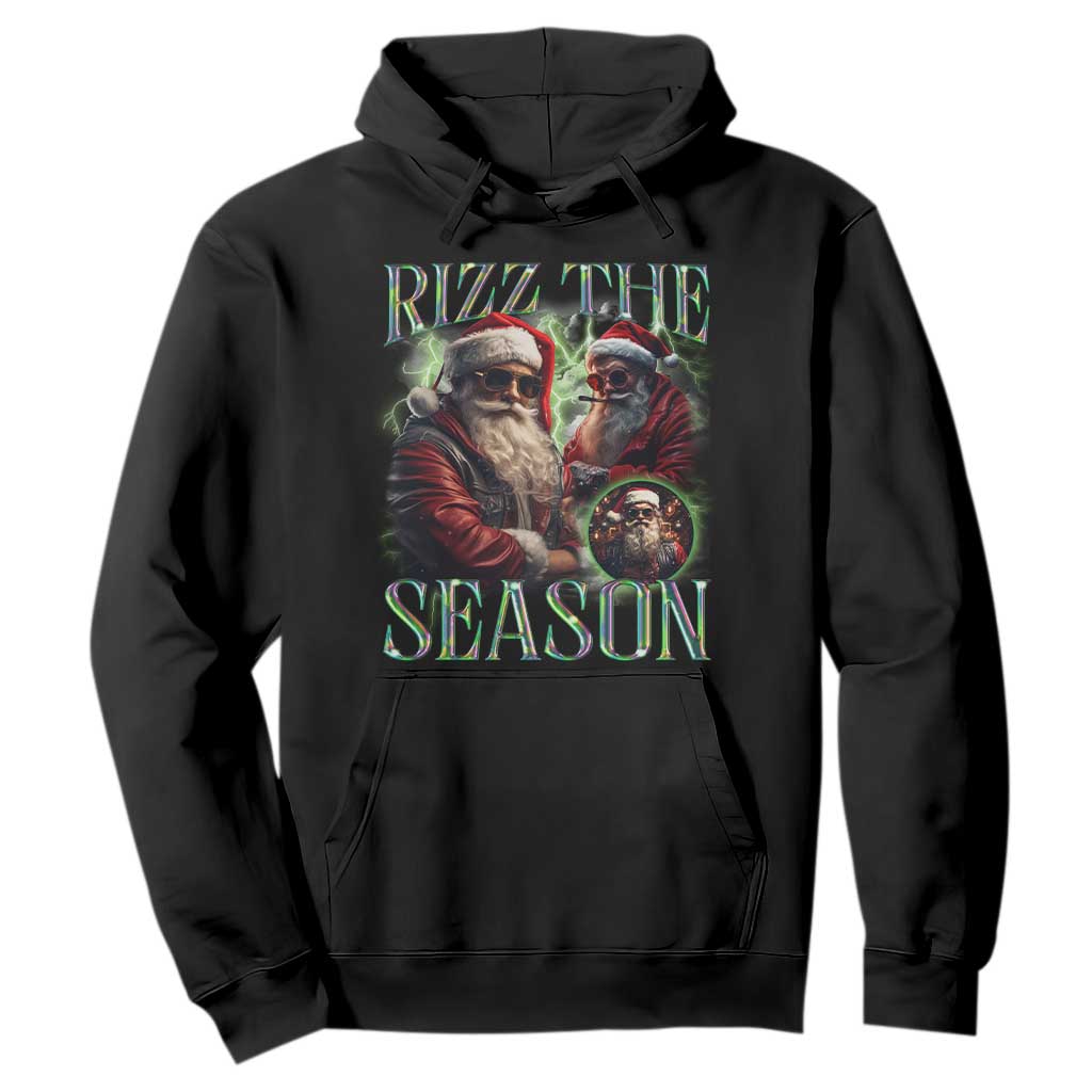 Funny Christmas Santa Hoodie Rizz The Season Cool Santa TS09 Black Print Your Wear