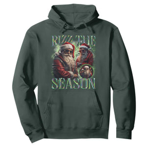 Funny Christmas Santa Hoodie Rizz The Season Cool Santa TS09 Dark Forest Green Print Your Wear