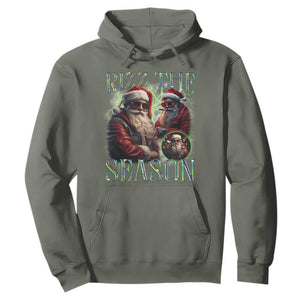 Funny Christmas Santa Hoodie Rizz The Season Cool Santa TS09 Military Green Print Your Wear