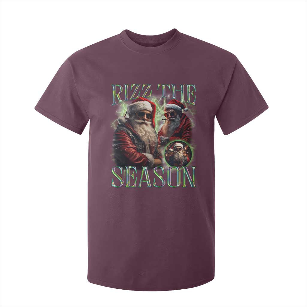 Funny Christmas Santa T Shirt For Kid Rizz The Season Cool Santa TS09 Maroon Print Your Wear