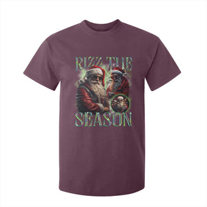 Funny Christmas Santa T Shirt For Kid Rizz The Season Cool Santa TS09 Maroon Print Your Wear