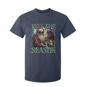 Funny Christmas Santa T Shirt For Kid Rizz The Season Cool Santa TS09 Navy Print Your Wear