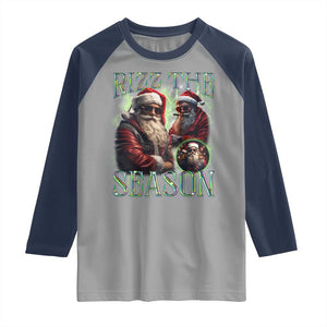 Funny Christmas Santa Raglan Shirt Rizz The Season Cool Santa TS09 Sport Gray Navy Print Your Wear