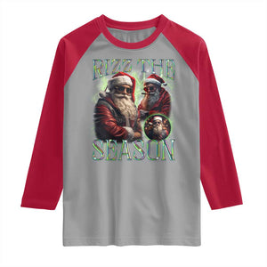 Funny Christmas Santa Raglan Shirt Rizz The Season Cool Santa TS09 Sport Gray Red Print Your Wear