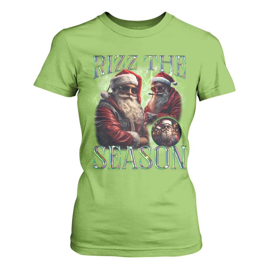 Funny Christmas Santa T Shirt For Women Rizz The Season Cool Santa TS09 Lime Print Your Wear