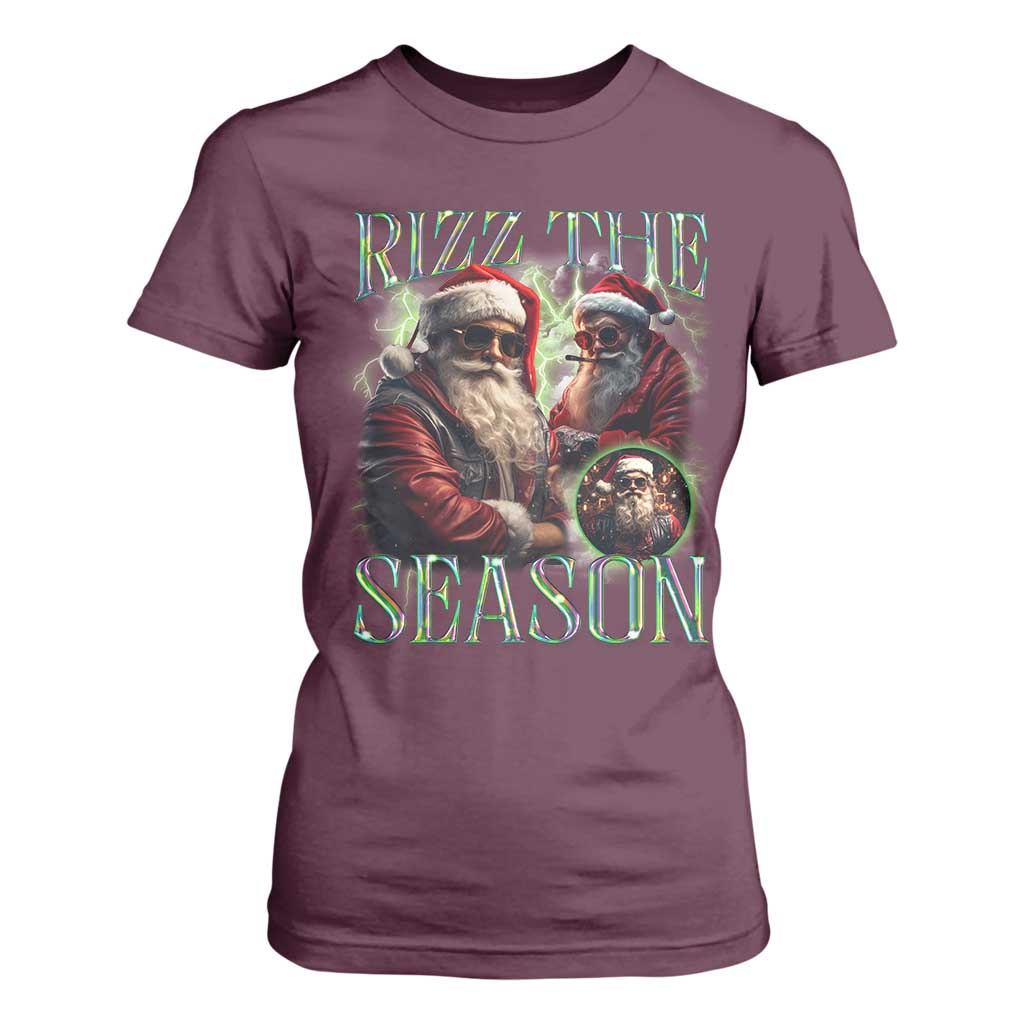 Funny Christmas Santa T Shirt For Women Rizz The Season Cool Santa TS09 Maroon Print Your Wear