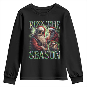 Funny Christmas Santa Youth Sweatshirt Rizz The Season Cool Santa TS09 Black Print Your Wear