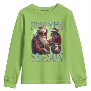 Funny Christmas Santa Youth Sweatshirt Rizz The Season Cool Santa TS09 Lime Print Your Wear