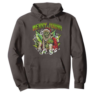 Funny Weed Christmas Hoodie Merry Juana Santa Skeleton 420 TS09 Dark Chocolate Print Your Wear