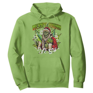 Funny Weed Christmas Hoodie Merry Juana Santa Skeleton 420 TS09 Lime Print Your Wear