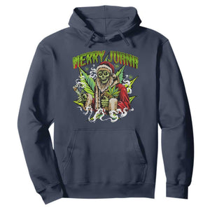 Funny Weed Christmas Hoodie Merry Juana Santa Skeleton 420 TS09 Navy Print Your Wear