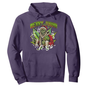 Funny Weed Christmas Hoodie Merry Juana Santa Skeleton 420 TS09 Purple Print Your Wear