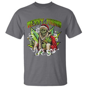Funny Weed Christmas T Shirt Merry Juana Santa Skeleton 420 TS09 Charcoal Print Your Wear