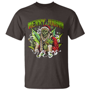 Funny Weed Christmas T Shirt Merry Juana Santa Skeleton 420 TS09 Dark Chocolate Print Your Wear