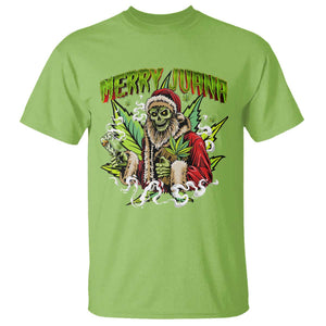 Funny Weed Christmas T Shirt Merry Juana Santa Skeleton 420 TS09 Lime Print Your Wear