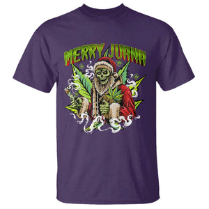 Funny Weed Christmas T Shirt Merry Juana Santa Skeleton 420 TS09 Purple Print Your Wear