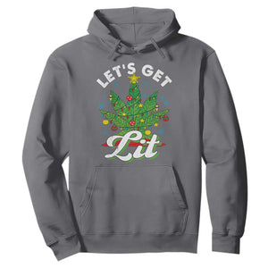Funny Weed Christmas Hoodie Let's Get Lit Christmas Tree Cannabis TS09 Charcoal Print Your Wear