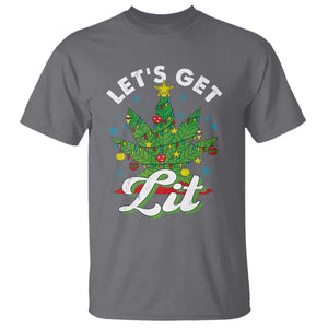 Funny Weed Christmas T Shirt Let's Get Lit Christmas Tree Cannabis TS09 Charcoal Print Your Wear
