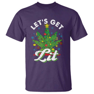 Funny Weed Christmas T Shirt Let's Get Lit Christmas Tree Cannabis TS09 Purple Print Your Wear