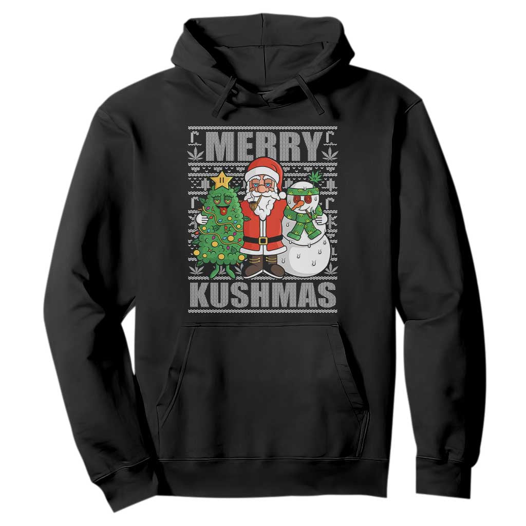 Funny Weed Christmas Hoodie Merry Kushmas Naughty Santa Snowman Cannabis 420 TS09 Black Print Your Wear