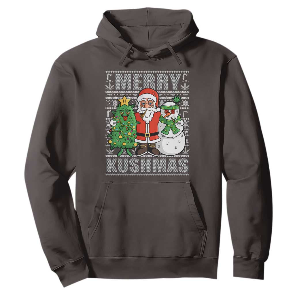 Funny Weed Christmas Hoodie Merry Kushmas Naughty Santa Snowman Cannabis 420 TS09 Dark Chocolate Print Your Wear
