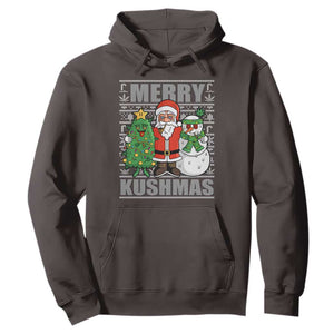 Funny Weed Christmas Hoodie Merry Kushmas Naughty Santa Snowman Cannabis 420 TS09 Dark Chocolate Print Your Wear