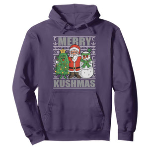 Funny Weed Christmas Hoodie Merry Kushmas Naughty Santa Snowman Cannabis 420 TS09 Purple Print Your Wear