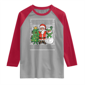 Funny Weed Christmas Raglan Shirt Merry Kushmas Naughty Santa Snowman Cannabis 420 TS09 Sport Gray Red Print Your Wear