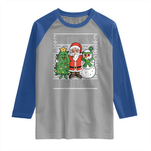 Funny Weed Christmas Raglan Shirt Merry Kushmas Naughty Santa Snowman Cannabis 420 TS09 Sport Gray Royal Print Your Wear