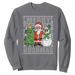Funny Weed Christmas Sweatshirt Merry Kushmas Naughty Santa Snowman Cannabis 420 TS09 Charcoal Print Your Wear