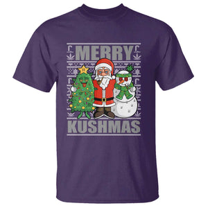 Funny Weed Christmas T Shirt Merry Kushmas Naughty Santa Snowman Cannabis 420 TS09 Purple Print Your Wear