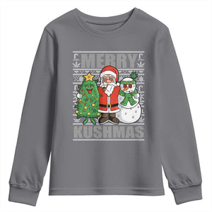 Funny Weed Christmas Youth Sweatshirt Merry Kushmas Naughty Santa Snowman Cannabis 420 TS09 Charcoal Print Your Wear