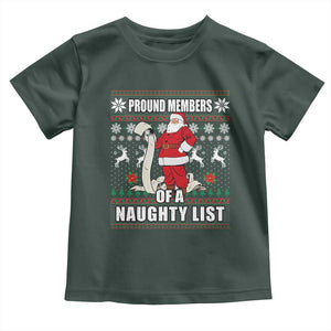 Funny Christmas Baby Shirt Proud Members Of A Naughty List TS09 Dark Forest Green Print Your Wear