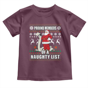 Funny Christmas Baby Shirt Proud Members Of A Naughty List TS09 Maroon Print Your Wear