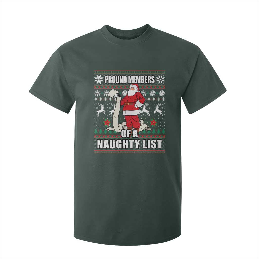 Funny Christmas T Shirt For Kid Proud Members Of A Naughty List TS09 Dark Forest Green Print Your Wear